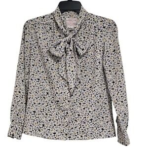 VTG Country Sophisticates Pendleton style Tie Front Blouse